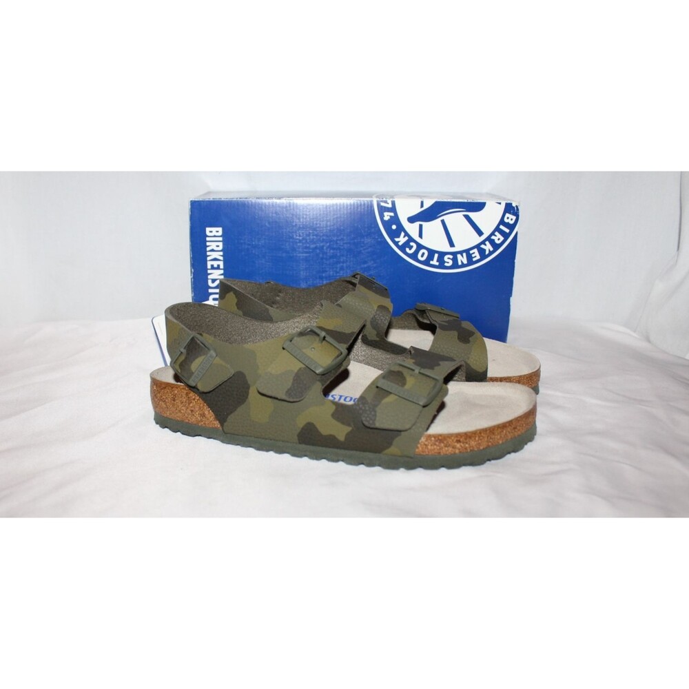 BIRKENSTOCK Milano Men's Leather Regular Sandals Green Camouflage EU 42 US 9 REG